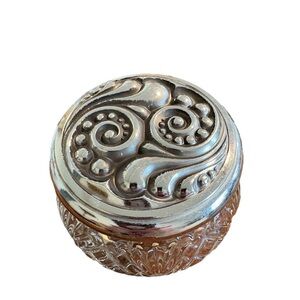 Vintage Avon Silver and Glass Trinket Jar 1960 - 1970 5 Oz